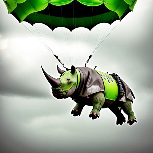 Parachuting rhino