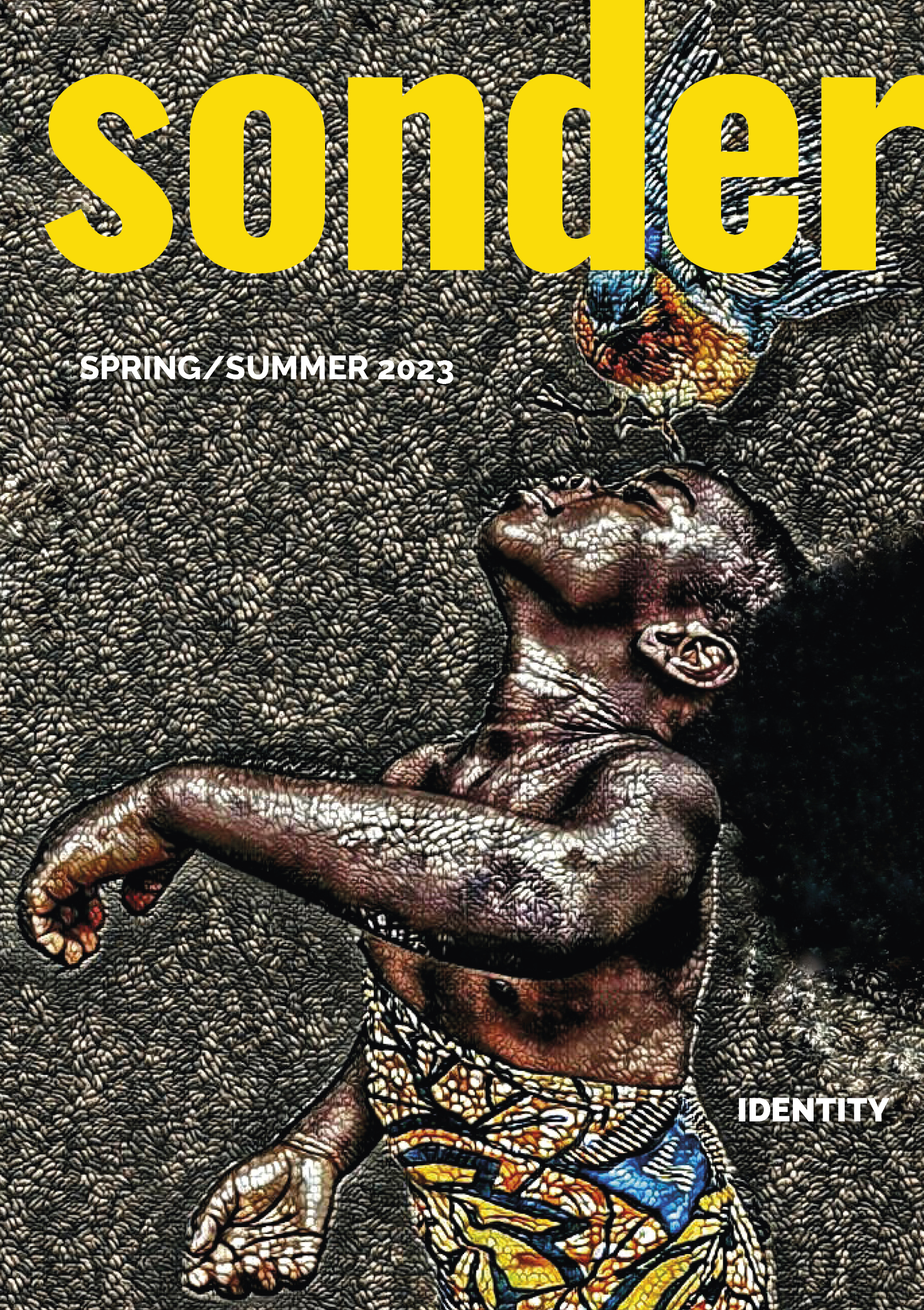 Sonder, Spring/Summer 2023 - Identity
An African girl dancing with colourful bird on head